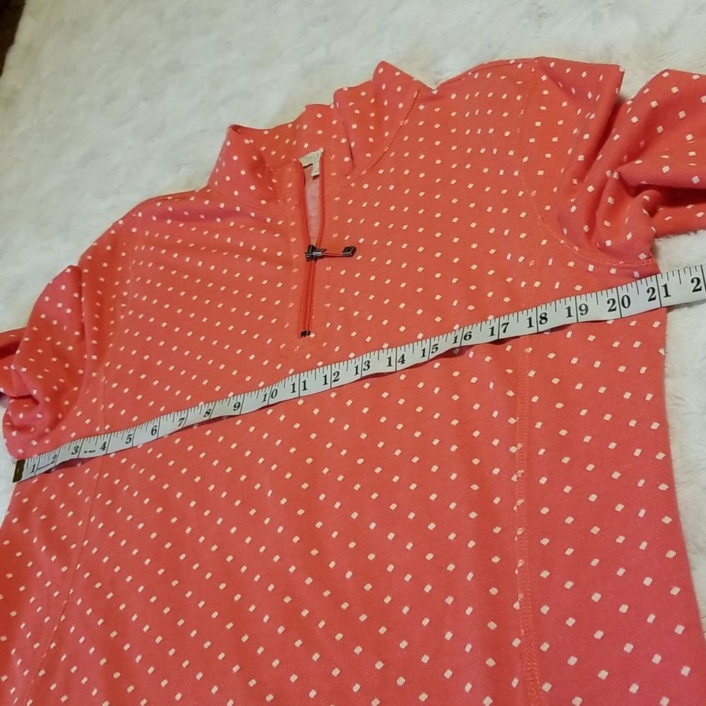 Talbots Top Womens Size Large Pink Polka Dot Quarter Zip Pullover - Picture 5 of 8